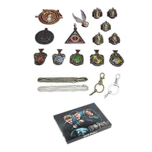 Magic Wizard Gifts Box 14 Pcs Pendants Necklace Rings Keychain Set