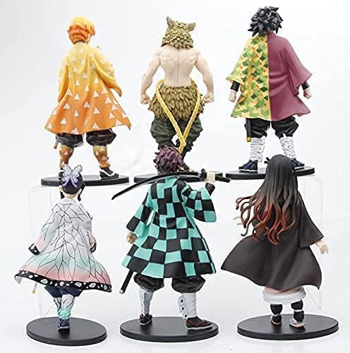 6 Piece Set of Demon Slayer Figures, 6.3 Inch Action Figure. Zenitsu Tsuyuri, Inosuke Tanjiro, Nezuko, Kyojuro - Demon Slayer Anime Collection Figurine