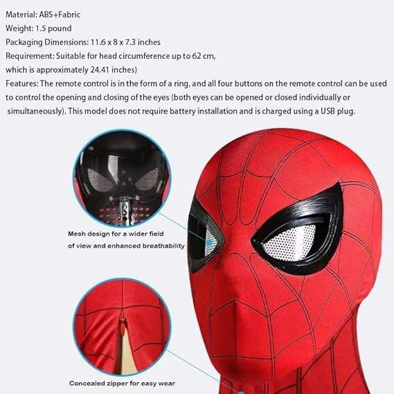 Spider-Man Mask with Remote Control Moving Eyes and LED Lights