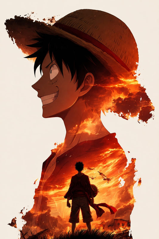 Luffy Double Exposure Metal Poster