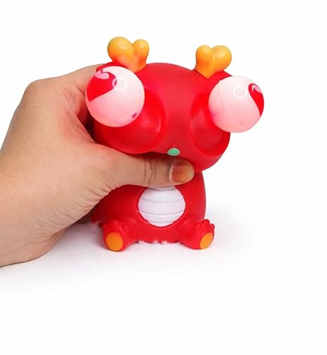 Hasbi Funny Dragon Pinch Toy | Squishy Dinosaur Pop-Out Eyes with Light | Stress Relief Squeeze Toy for Kids & Adults.
