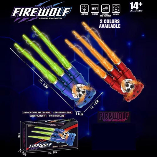 KIZJORYA New Retractable Firewolf Claw Toy with Spinning Spark Colorful Light Battle Toy