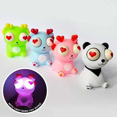 Hasbi Funny Dragon Pinch Toy | Squishy Dinosaur Pop-Out Eyes with Light | Stress Relief Squeeze Toy for Kids & Adults.