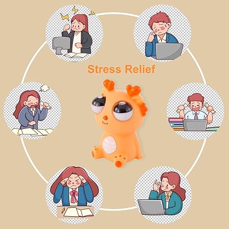 Hasbi Funny Dragon Pinch Toy | Squishy Dinosaur Pop-Out Eyes with Light | Stress Relief Squeeze Toy for Kids & Adults.