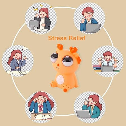 Hasbi Funny Dragon Pinch Toy | Squishy Dinosaur Pop-Out Eyes with Light | Stress Relief Squeeze Toy for Kids & Adults.