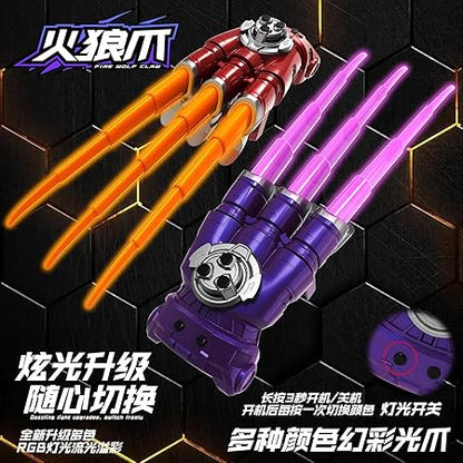 KIZJORYA New Retractable Firewolf Claw Toy with Spinning Spark Colorful Light Battle Toy