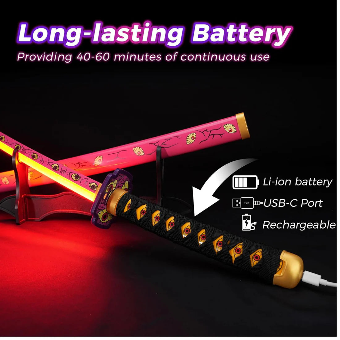 Kokushibo - Demon Slayer Light Up Katana - Pink LED Light