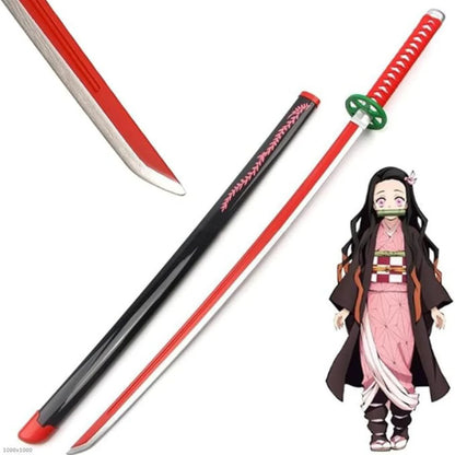 Demon Slayer Nezuko Kamado Whip Nichirin Blade Wooden Katana for Cosplay 104 Cms