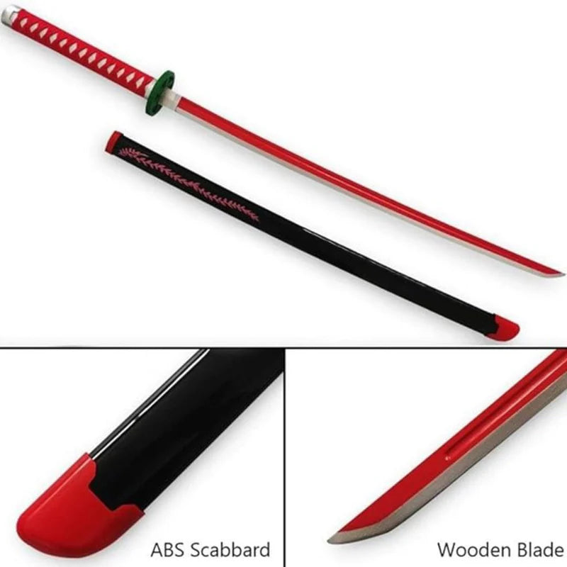 Demon Slayer Nezuko Kamado Whip Nichirin Blade Wooden Katana for Cosplay 104 Cms