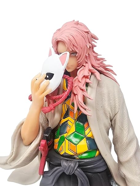 Demon Slayer Sabito Action Figure, Fox Mask, Traditional Outfit with Sword, Collector's Display Stand