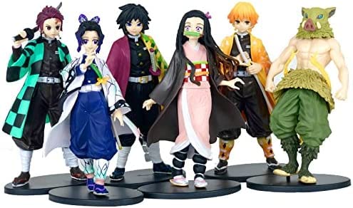 6 Piece Set of Demon Slayer Figures, 6.3 Inch Action Figure. Zenitsu Tsuyuri, Inosuke Tanjiro, Nezuko, Kyojuro - Demon Slayer Anime Collection Figurine