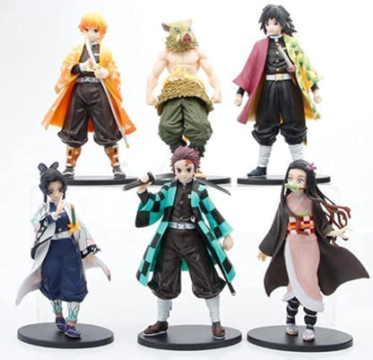 6 Piece Set of Demon Slayer Figures, 6.3 Inch Action Figure. Zenitsu Tsuyuri, Inosuke Tanjiro, Nezuko, Kyojuro - Demon Slayer Anime Collection Figurine