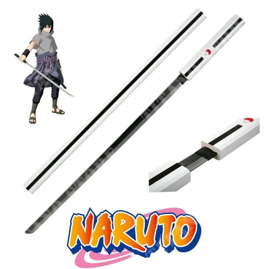 Naruto Sasuke White Sword Of Kusanagi Wooden Katana for Cosplay 104 Cms