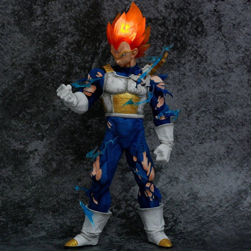DBZ Vegeta with 4 Interchangable Heads Battle Mode Action Figure PVC Anime Figurine Multicolour Collectible Model rag - 45 Cms