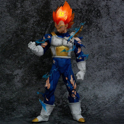 DBZ Vegeta with 4 Interchangable Heads Battle Mode Action Figure PVC Anime Figurine Multicolour Collectible Model rag - 45 Cms