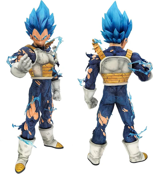 DBZ Vegeta with 4 Interchangable Heads Battle Mode Action Figure PVC Anime Figurine Multicolour Collectible Model rag - 45 Cms