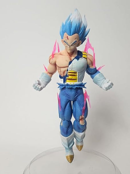 Dragon Ball Super Saiyan Blue Vegeta Battle Damaged Action Figure Toy with Display Stand(Height-20 Cm)