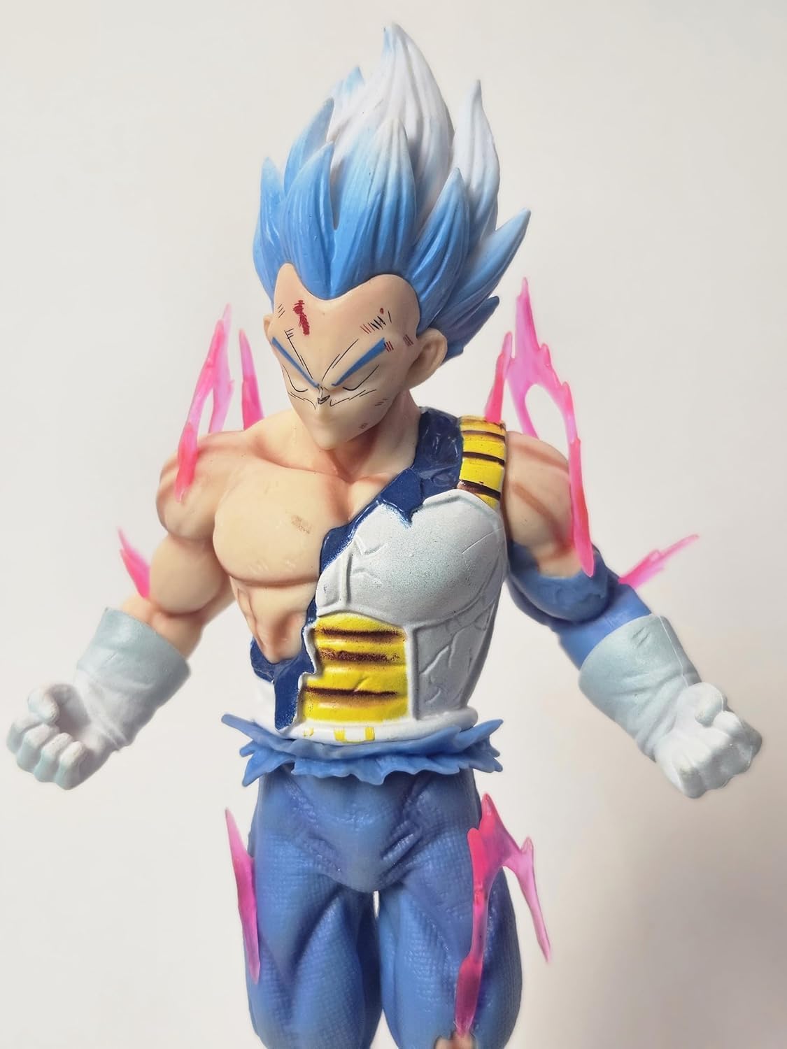 Dragon Ball Super Saiyan Blue Vegeta Battle Damaged Action Figure Toy with Display Stand(Height-20 Cm)
