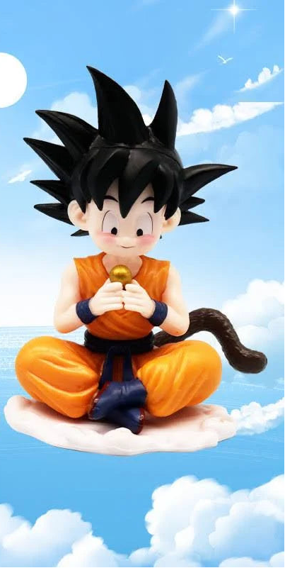 Goku Sitting On Cloud Figure-Smiling and Shocking face