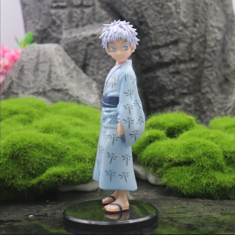 Gojo Satoru Kid Anime Action Figure – 17.5cm Blue & White Yukata Kimono Style | Jujutsu Kaisen 6 Eyes Kid Gojo Toy Figure