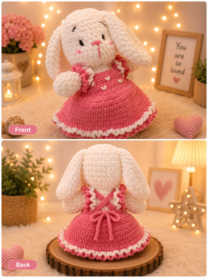 White Rabbit with Pink Frock Crochet