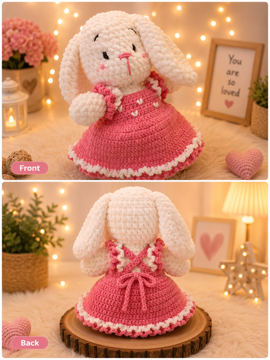 White Rabbit with Pink Frock Crochet