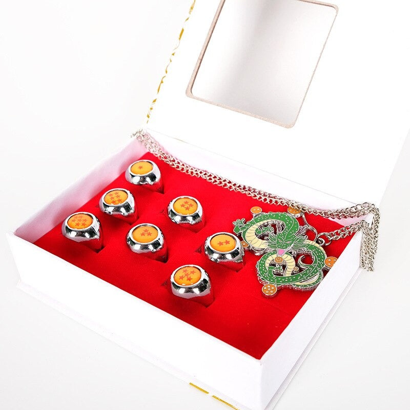 Dragon Ball Z Dragon Balls Ring Set with Shenron Pendant