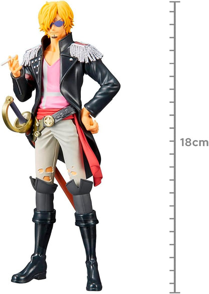 Sanji in Black Leather Jacket and Pink Shirt, Standing Pose on Display Base