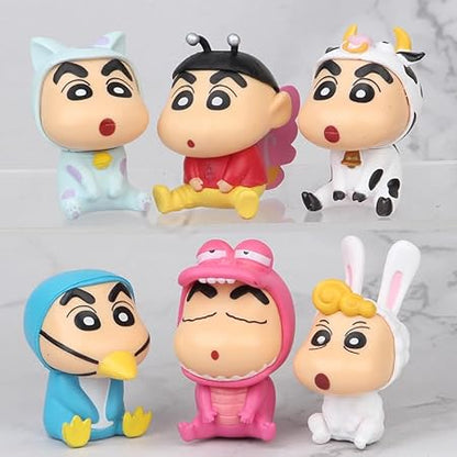 6 cm Shinchan Miniature Action Figure 6 Pcs Costume Design Toy Figure for Home, Table & Desk Decor, Car Deskboard | Gift for Shinchan Kids, Family & Friends, Fans |