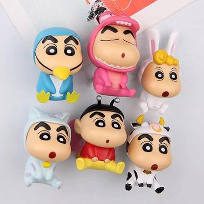 6 cm Shinchan Miniature Action Figure 6 Pcs Costume Design Toy Figure for Home, Table & Desk Decor, Car Deskboard | Gift for Shinchan Kids, Family & Friends, Fans |