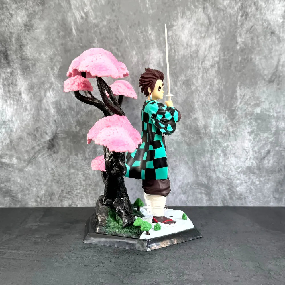 Demon Slayer Tanjiro Kamado Cherry Blossom Sakura Wisteria Flower Tree Action Figure