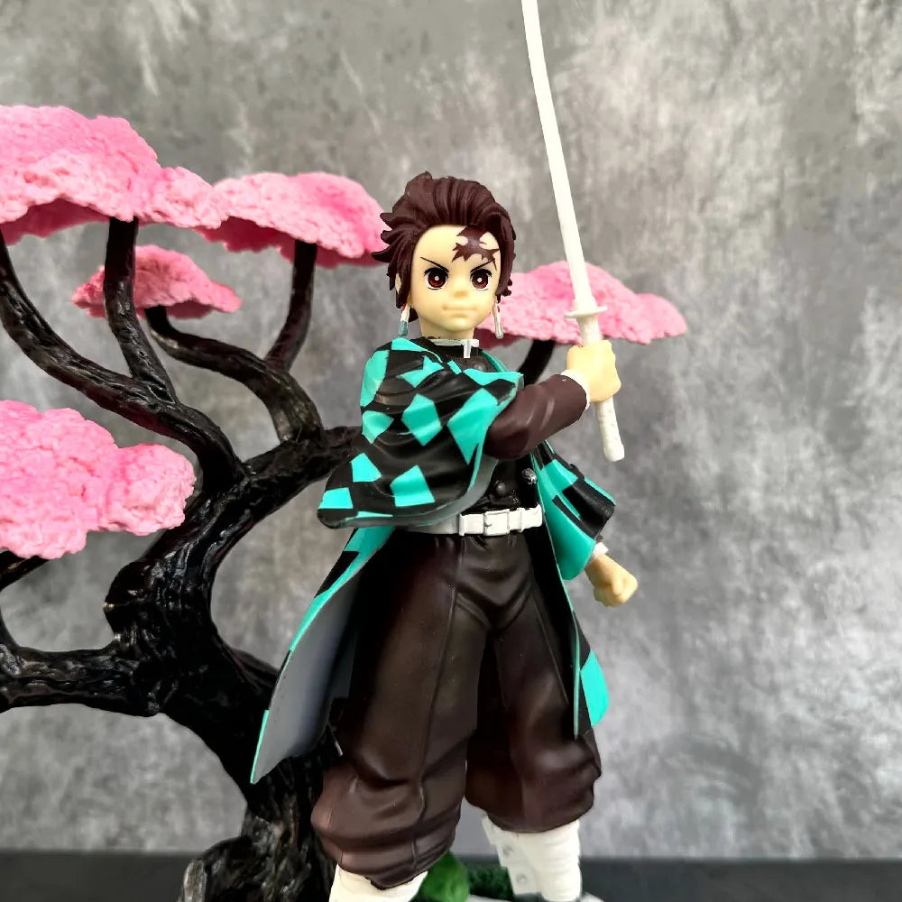 Demon Slayer Tanjiro Kamado Cherry Blossom Sakura Wisteria Flower Tree Action Figure