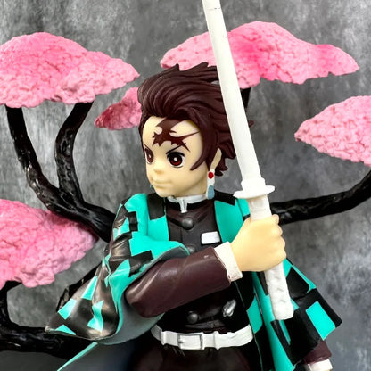 Demon Slayer Tanjiro Kamado Cherry Blossom Sakura Wisteria Flower Tree Action Figure