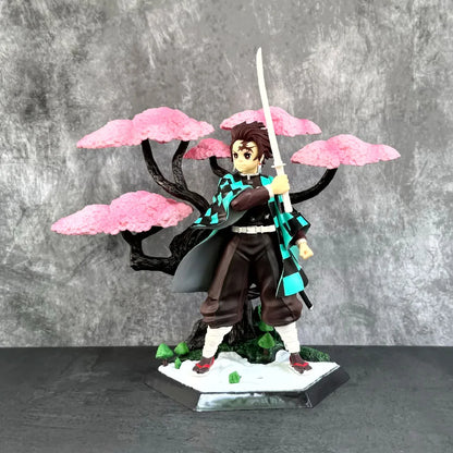 Demon Slayer Tanjiro Kamado Cherry Blossom Sakura Wisteria Flower Tree Action Figure